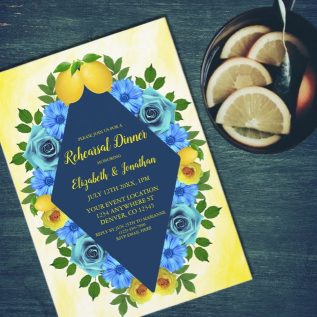 Invitación Cena de Sunny Lemon Floral (Subido por el creador)