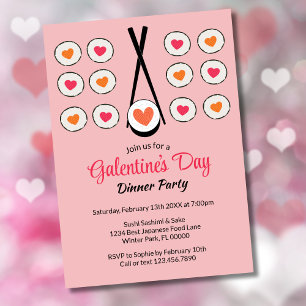 Invitación Cena de Sushi del Día de Galentines Fiesta del Día