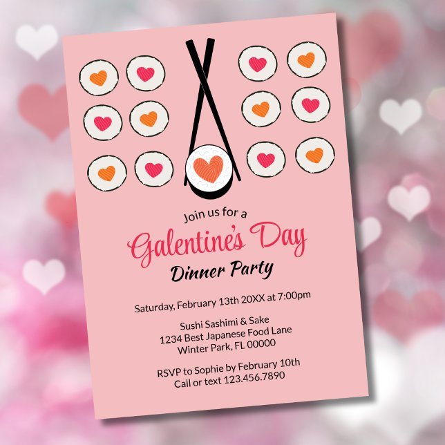 Invitación Cena de Sushi del Día de Galentines Fiesta del Día (Subido por el creador)