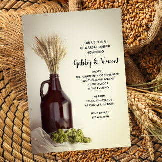 Invitación Cena de taller de producción, hornillos y trigo