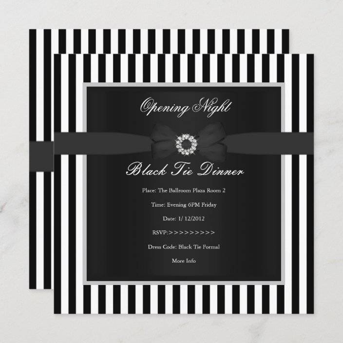 Invitación Cena de tejas negras formales con tiras blancas ne | Zazzle.es