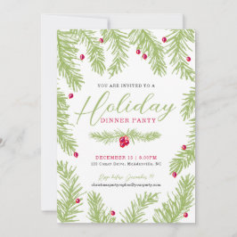 Invitación Cena de vacaciones fiesta fierro verde navidades d