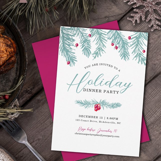 Invitación Cena de vacaciones fiesta hirviendo azul navidades (Subido por el creador)