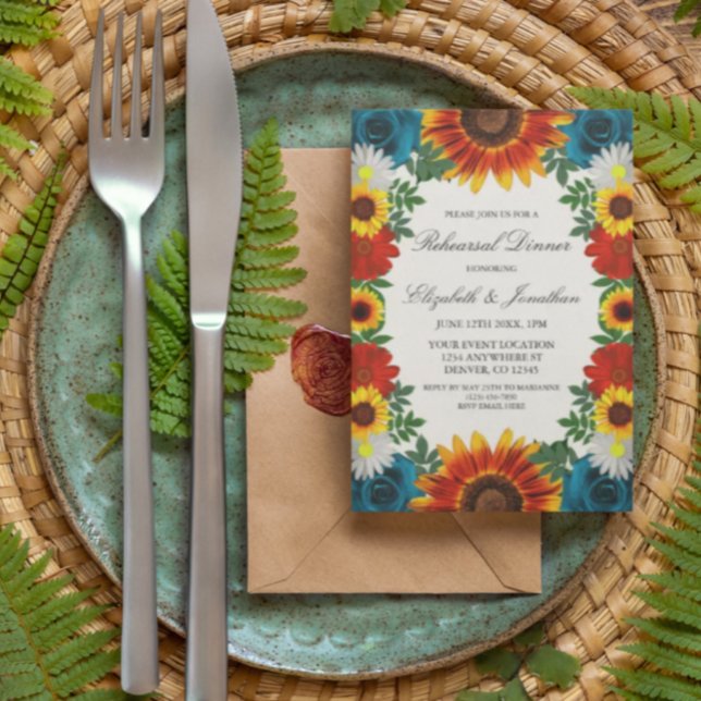 Invitación Cena de verano de ensayo floral en el patio traser (Subido por el creador)