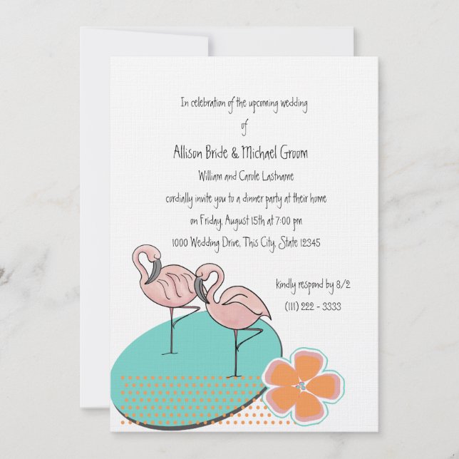 Invitación Cena de verano de Flamingo (Anverso)