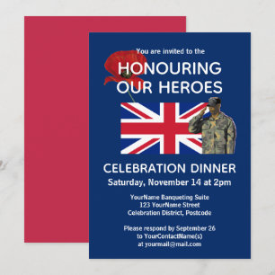 Invitación Cena de Veteranos con Bandera Británica Patriótica