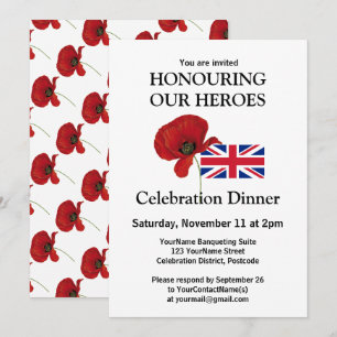 Invitación Cena de Veteranos Patrióticos del Reino Unido con 