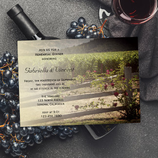 Invitación Cena de viña y Rosa Boda de vallas