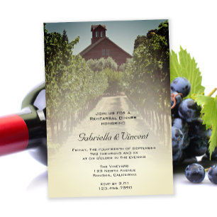 Invitación Cena de viñas y Bodas de granero rojo