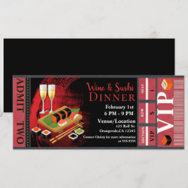 Invitación Cena de Vino y Sushi Boleto para Evento de Fiesta