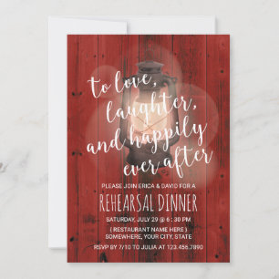 Invitación Cena de vintage Lantern Red Barn Wood