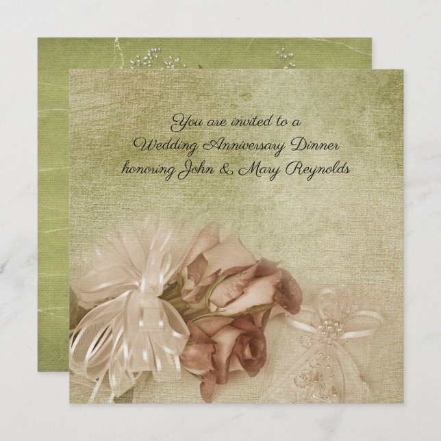 Invitación Cena del Aniversario boda (Anverso / Reverso)