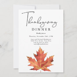 Invitación Cena del Día de Acción de Gracias de Watercolor