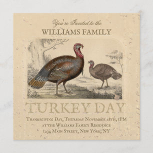 Invitación Cena del Día de Acción de Gracias por la Vintage e