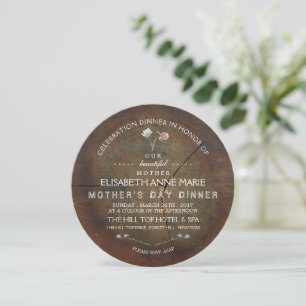 Invitación Cena del Día de la Madre de la Madera de Robo Flor