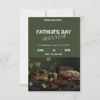 Invitación Cena del Día del Padre en la Moda Verde y Beige Os