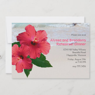 Invitación Cena del ensayo de bodas en la playa de Hibiscus R