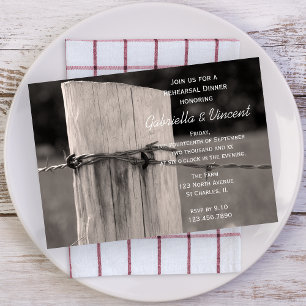 Invitación Cena del ensayo de casamiento rural postrural