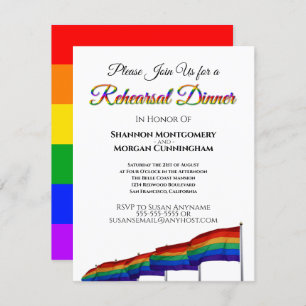 Invitación Cena del ensayo de la boda del arco iris del