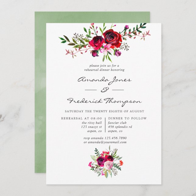 Invitación Cena del ensayo de la boda otoñal (Anverso / Reverso)