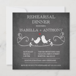 Invitación Cena del ensayo de los pájaros del amor de la