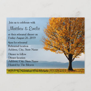 Invitación Cena del ensayo del árbol de arce del otoño de la
