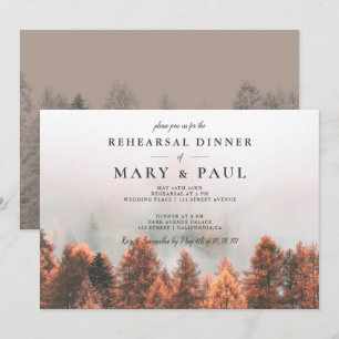 Invitación Cena del ensayo del bosque de los árboles de pino