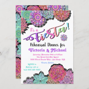 Invitación Cena del ensayo mexicano Fiesta floral Mandala
