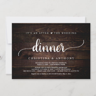 Invitación Cena Después de la Boda, Cena de Elopamiento Rústi