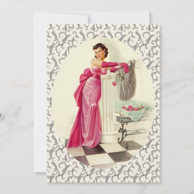 Invitación Cena Día de San Valentín retro de los años 50 (Anverso)