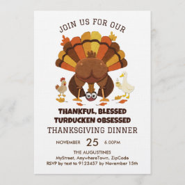 Invitación Cena divertida de Acción de Gracias con Turducken