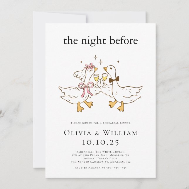 Invitación Cena divertida y graciosa de Silly Goose (Anverso)