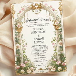 Invitación Cena elegante con arcos florales y dorados
