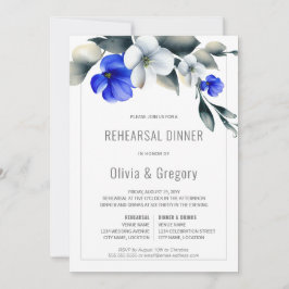 Invitación Cena elegante con aromas florales azules