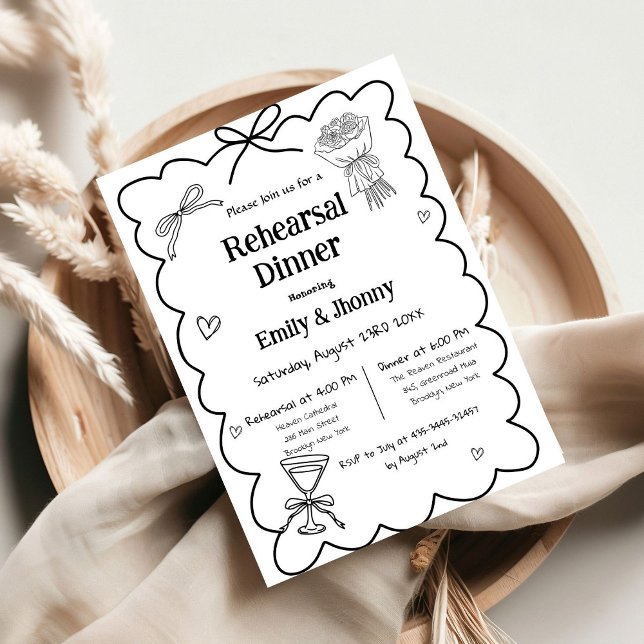 Invitación Cena elegante con Boda dibujado a mano (Subido por el creador)