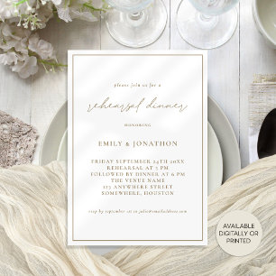 Invitación Cena elegante con champán de oro