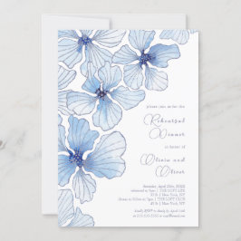 Invitación Cena elegante con flores azules