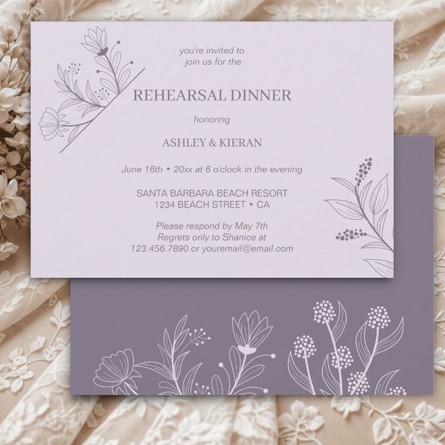Invitación Cena elegante con lavanda floral (Subido por el creador)