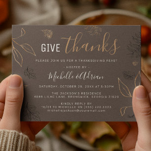 Invitación Cena elegante de Acción de Gracias botánica festiv