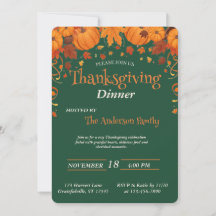Cena elegante de Acción de Gracias Calabaza Hojas 