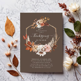 Invitación Cena elegante de Acción de Gracias con flores de o