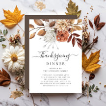 Cena elegante de Acción de Gracias con flores de o
