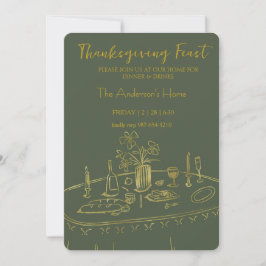 Invitación Cena elegante de Acción de Gracias rústica