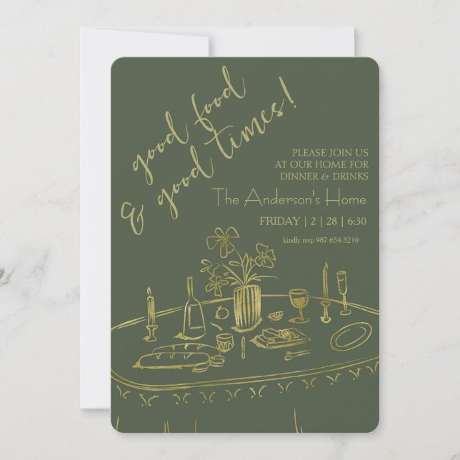 Invitación Cena Elegante de Acción de Gracias Rústica (Anverso)