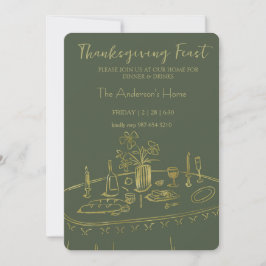 Invitación Cena Elegante de Acción de Gracias Rústica