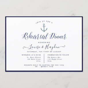 Invitación Cena elegante de Anclaje Azul de la Marina Náutica