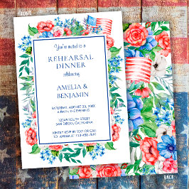 Invitación Cena elegante de Boda azul rojo