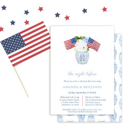 Invitación Cena elegante de Boda azul rojo