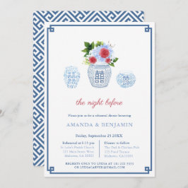 Invitación Cena elegante de Boda azul rojo