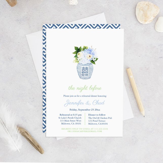 Invitación Cena Elegante De Boda Azul Y Blanco (Subido por el creador)